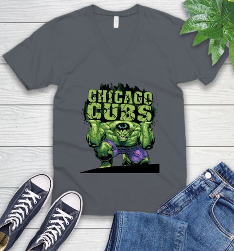 Chicago Cubs MLB Baseball Incredible Hulk Marvel Avengers Sports V-Neck T-Shirt 5