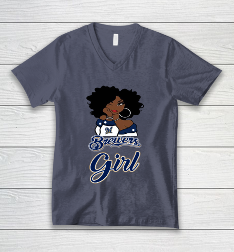 Milwaukee Brewerss Girl MLB V-Neck T-Shirt 8