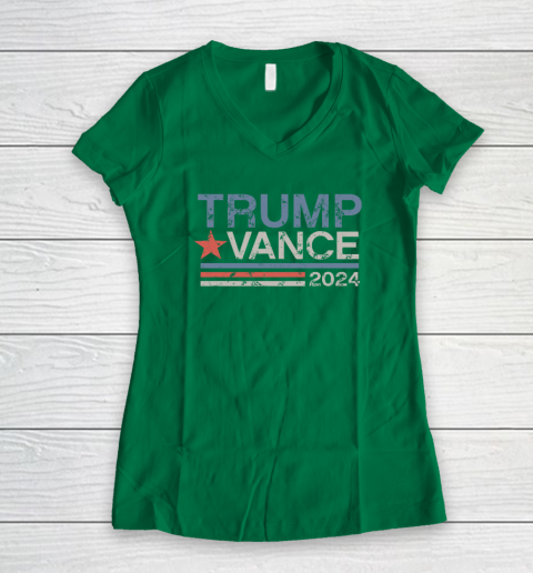 Trump Vance 2024 Retro Stripe Trump JD Vance Women's V-Neck T-Shirt 3