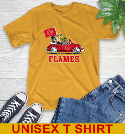 NHL Hockey Calgary Flames Darth Vader Baby Yoda Driving Star Wars Shirt T-Shirt 3