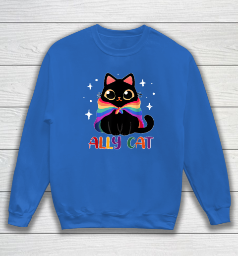 Ally Cat LGBT Gay Rainbow Pride Flag Funny Cat Lover Sweatshirt 5
