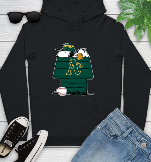 MLB Oakland Athletics Snoopy Woodstock The Peanuts Movie Baseball T Shirt Youth Hoodie 2