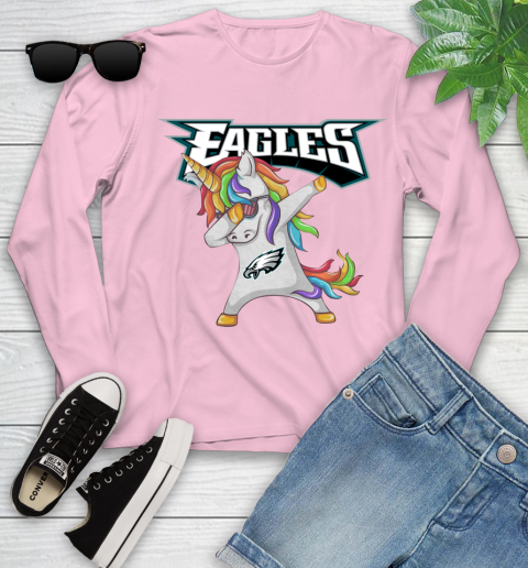 Philadelphia Eagles NFL Football Funny Unicorn Dabbing Sports Youth Long Sleeve 10
