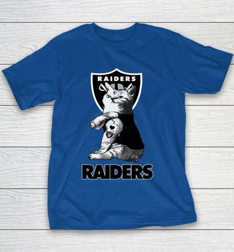 NFL Football My Cat Loves Oakland Raiders Youth T Shirt Tee For Sports