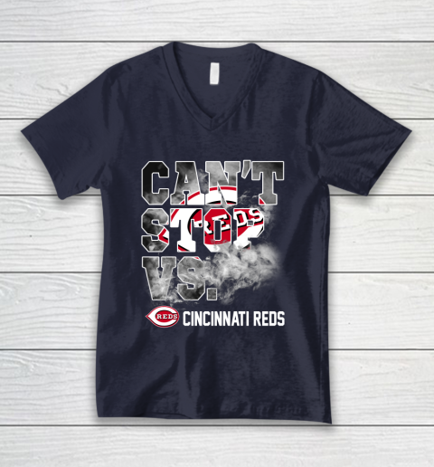 MLB Cincinnati Reds Baseball Can't Stop Vs Cincinnati Reds V-Neck T-Shirt 2