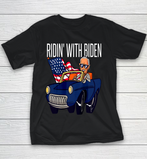 Funny Riding With Joe Biden 4th Of July USA Flag Car 2020 Youth T-Shirt