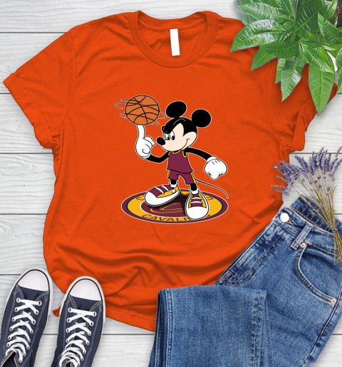 NBA Basketball Cleveland Cavaliers Cheerful Mickey Disney Shirt Women's T-Shirt 4