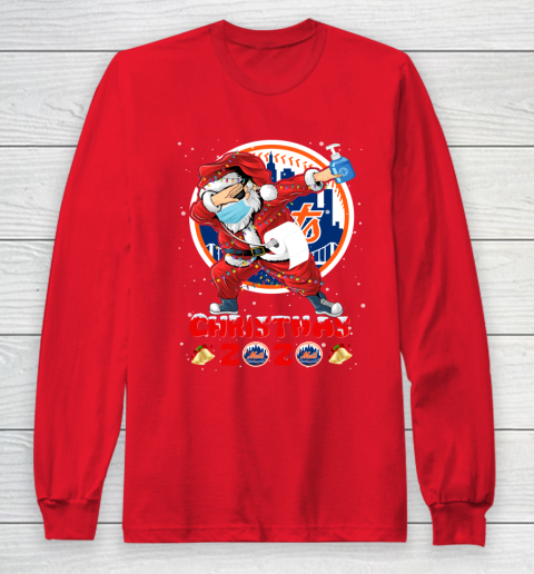 New York Mets Funny Santa Claus Dabbing Christmas 2020 MLB Long Sleeve T-Shirt 7
