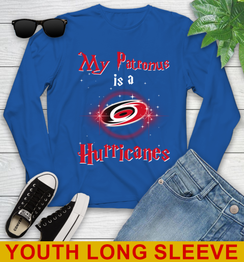 NHL Hockey Harry Potter My Patronus Is A Carolina Hurricanes Youth Long Sleeve 10