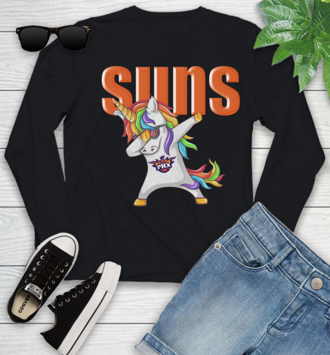Phoenix Suns NBA Basketball Funny Unicorn Dabbing Sports Youth Long Sleeve 2