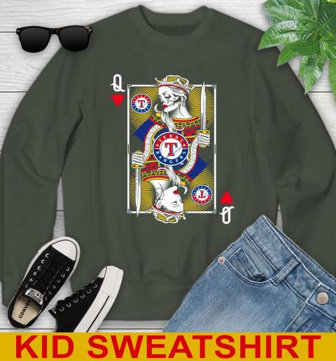 MLB Baseball Texas Rangers The Queen Of Hearts Card Shirt Youth Sweatshirt 8