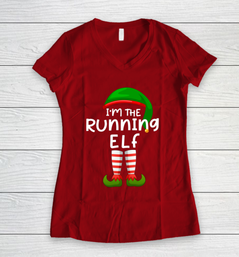 I m The Running Elf Funny Elf Family Matching Christmas Women's V-Neck T-Shirt 8