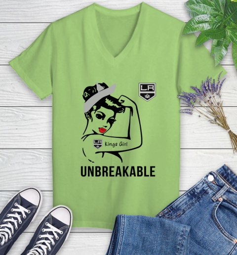 NHL Los Angeles Kings Girl Unbreakable Hockey Sports Women's V-Neck T-Shirt 6