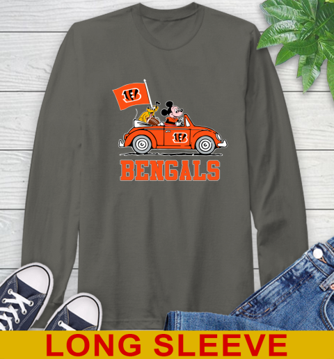 NFL Football Cincinnati Bengals Pluto Mickey Driving Disney Shirt Long Sleeve T-Shirt 8