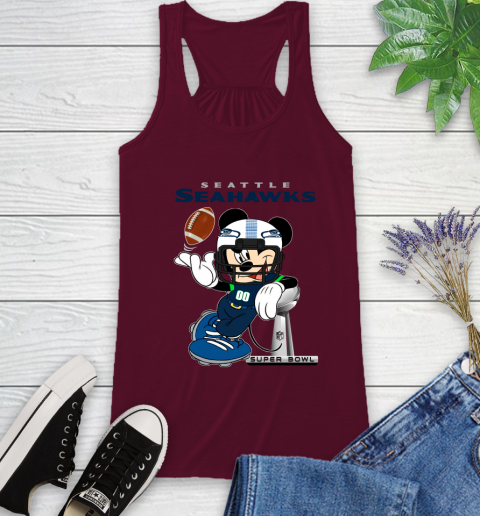 NFL Seattle Seahawks Mickey Mouse Disney Super Bowl Football T Shirt Racerback Tank 3