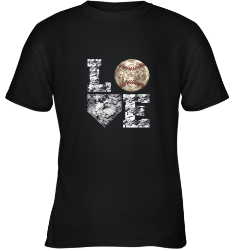 Baseball Distressed Ball Cute Dad Mom Love Gift Youth T-Shirt