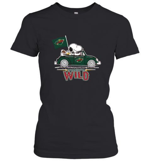 Snoopy And Woodstock Ride The Minnesota Wilds Car NHL Women's T-Shirt