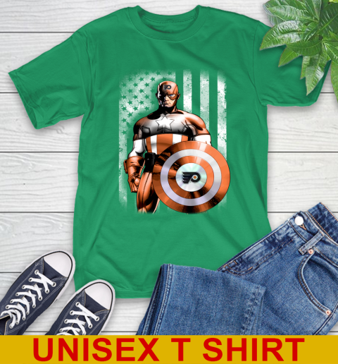 Philadelphia Flyers NHL Hockey Captain America Marvel Avengers American Flag Shirt T-Shirt 7