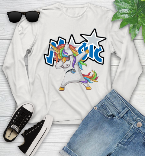 Orlando Magic NBA Basketball Funny Unicorn Dabbing Sports Youth Long Sleeve 12