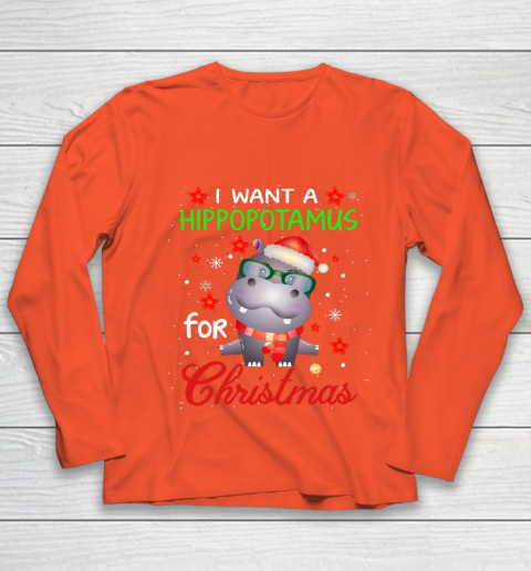 I Want A Hippopotamus For Christmas Funny Hippo Gifts Youth Long Sleeve 3
