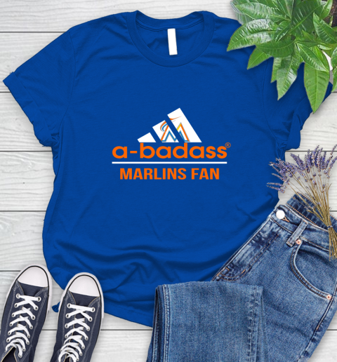 MLB A Badass Miami Marlins Fan Adidas Baseball Sports Women's T-Shirt 12