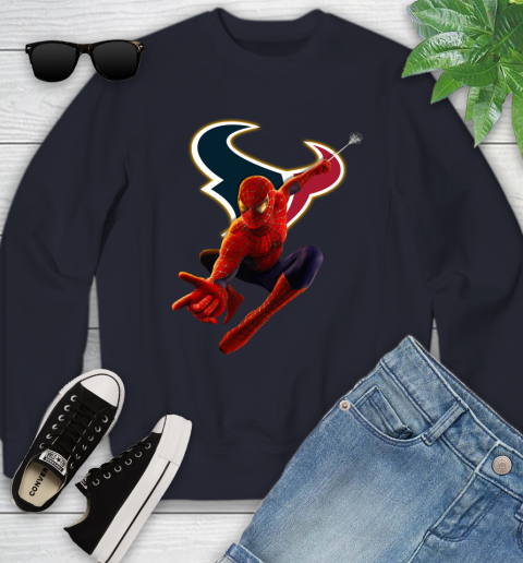 NFL Spider Man Avengers Endgame Football Houston Texans Youth Sweatshirt 3