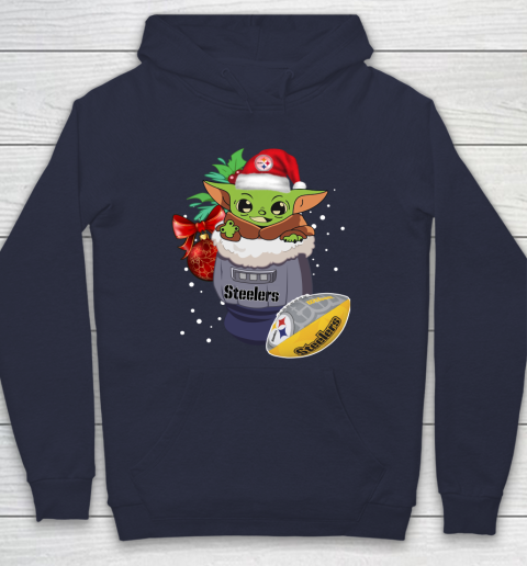 Pittsburgh Steelers Christmas Baby Yoda Star Wars Funny Happy NFL Hoodie 4