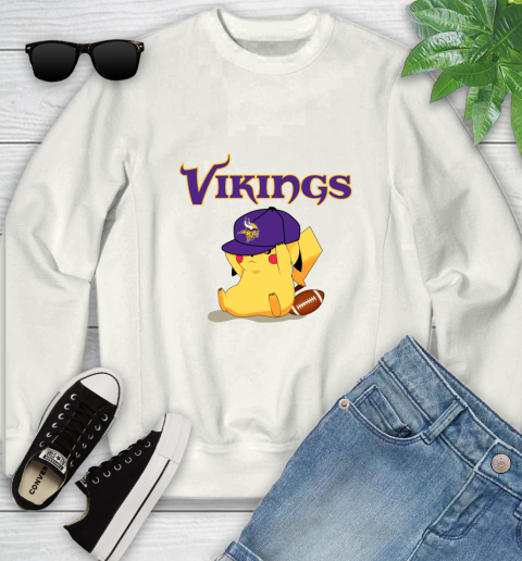 NFL Pikachu Football Sports Minnesota Vikings Youth Sweatshirt