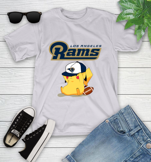 NFL Pikachu Football Sports Los Angeles Rams Youth T-Shirt 4