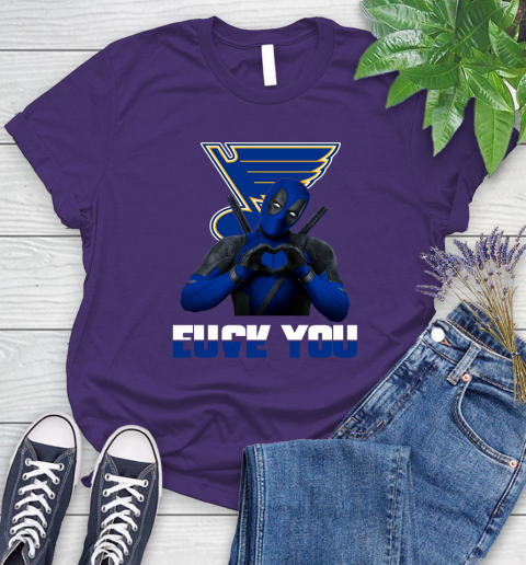 NHL St.Louis Blues Deadpool Love You Fuck You Hockey Sports Women's T-Shirt 4
