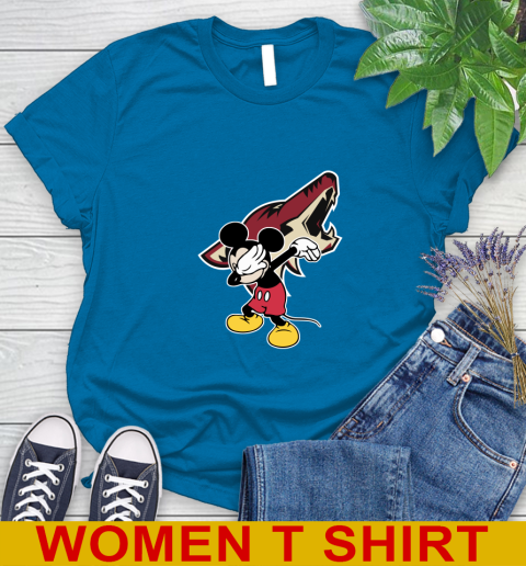 Arizona Coyotes NHL Hockey Dabbing Mickey Disney Sports Women's T-Shirt 7