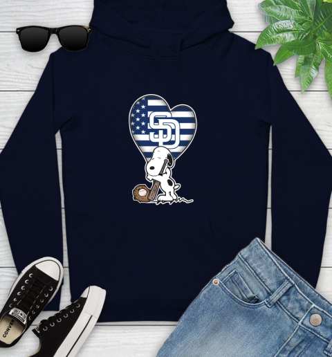 San Diego Padres MLB Baseball The Peanuts Movie Adorable Snoopy Youth Hoodie 4