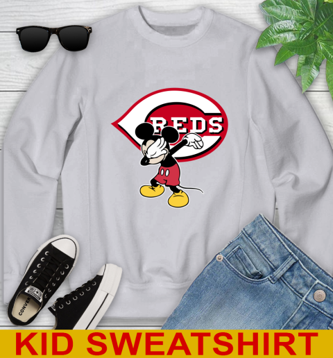 Cincinnati Reds MLB Baseball Dabbing Mickey Disney Sports Youth Sweatshirt 4