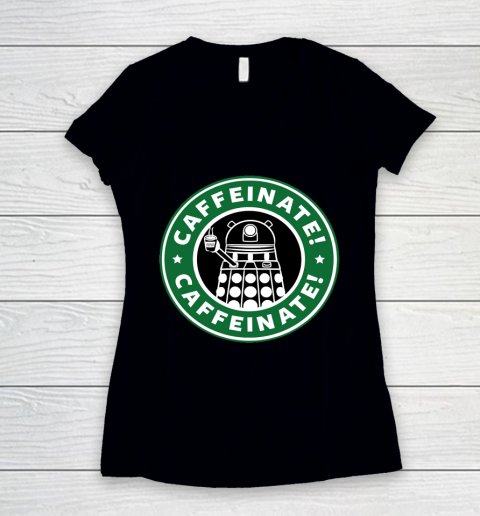 Doctor Who Shirt Caffeinate Women's V-Neck T-Shirt