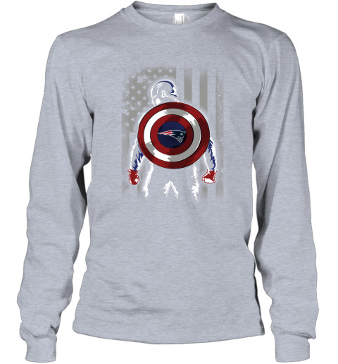 NFL New England Patriots Captain America Marvel Flag Football Sports nU6CyFq5v1P long sleeve tee 14 95 151514 front sport grey