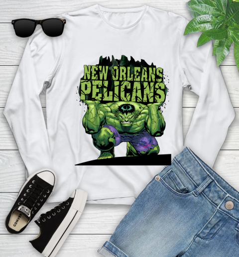 New Orleans Pelicans NBA Basketball Incredible Hulk Marvel Avengers Sports Youth Long Sleeve