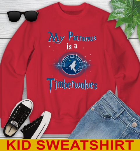 NBA Basketball Harry Potter My Patronus Is A Minnesota Timberwolves Youth Sweatshirt 7