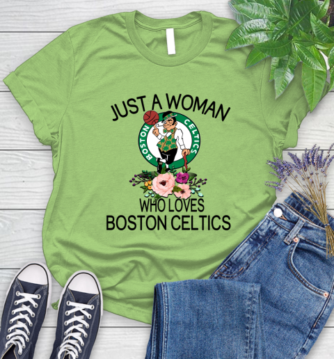 NBA Just A Woman Who Loves Boston Celtics Basketball Sports Women's T-Shirt 7