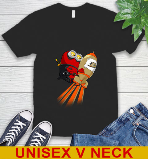 NHL Hockey Anaheim Ducks Deadpool Minion Marvel Shirt V-Neck T-Shirt
