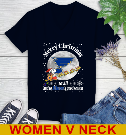 St.Louis Blues Merry Christmas To All And To Blues A Good Season NHL Hockey Sports Women's V-Neck T-Shirt 2