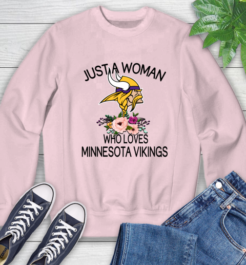 NFL Just A Woman Who Loves Minnesota Vikings Football Sports Sweatshirt 6