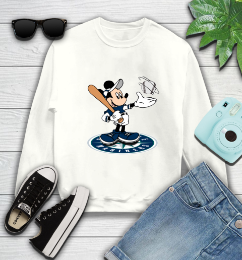 MLB Baseball Seattle Mariners Cheerful Mickey Disney Shirt Sweatshirt 2