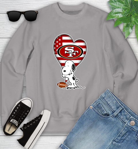 San Francisco 49ers NFL Football The Peanuts Movie Adorable Snoopy Youth Sweatshirt 4