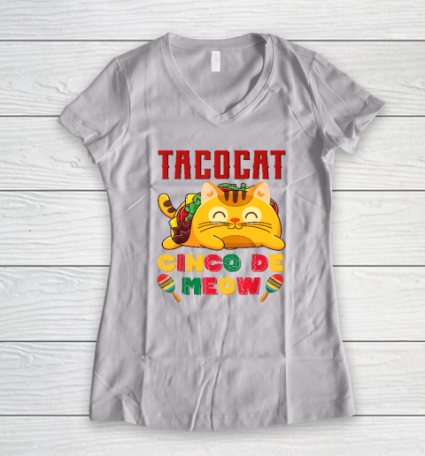Cinco De Meow Taco Cat, Mexican Cinco De Mayo Cat Lovers Women's V-Neck T-Shirt
