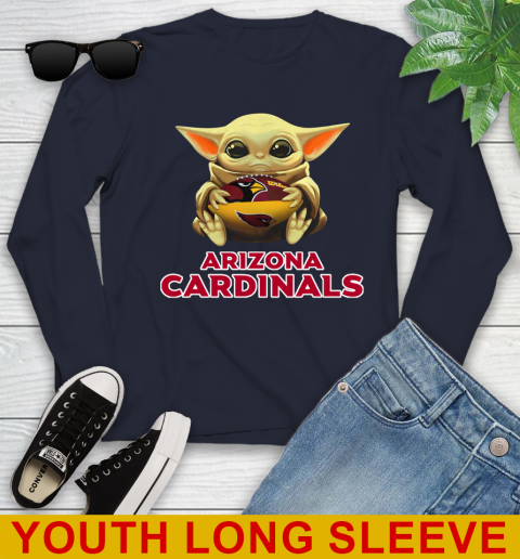 NFL Football Arizona Cardinals Baby Yoda Star Wars Shirt Youth Long Sleeve 3