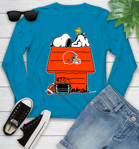 Cleveland Browns NFL Football Snoopy Woodstock The Peanuts Movie Youth Long Sleeve 7