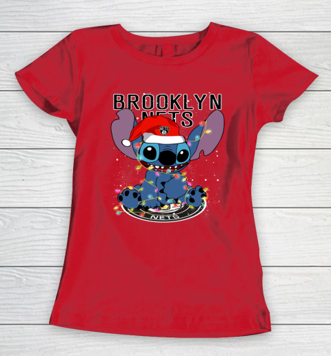 Brooklyn Nets NBA noel stitch Basketball Christmas Women's T-Shirt 7