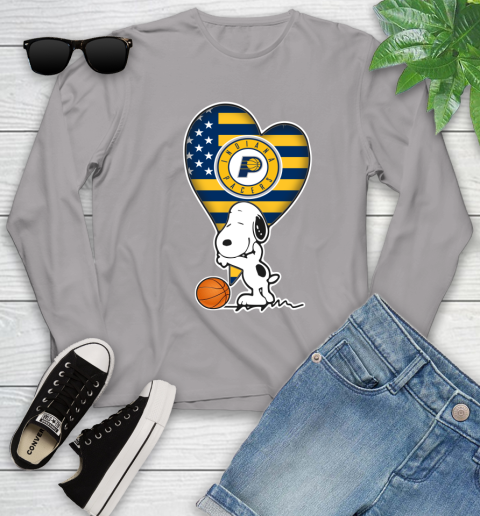 Indiana Pacers NBA Basketball The Peanuts Movie Adorable Snoopy Youth Long Sleeve 5