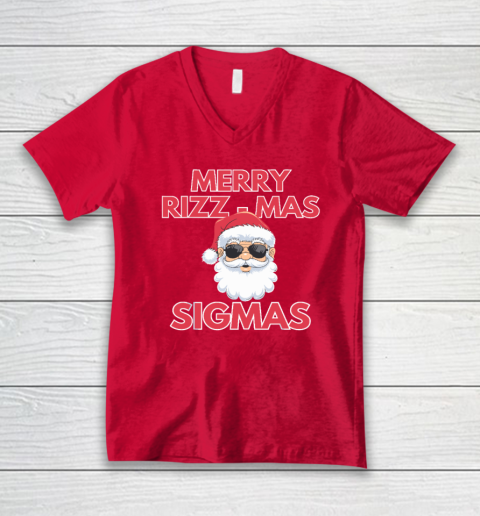 Merry Rizz Mas Sigmas Gen Alpha Middle School Christmas V-Neck T-Shirt 5