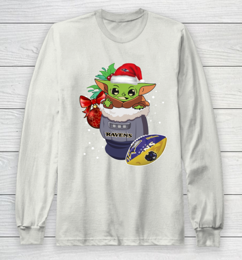Baltimore Ravens Christmas Baby Yoda Star Wars Funny Happy NFL Long Sleeve T-Shirt 12